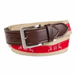 Club Room Men's Faux Leather Holiday Cheer Belt Red